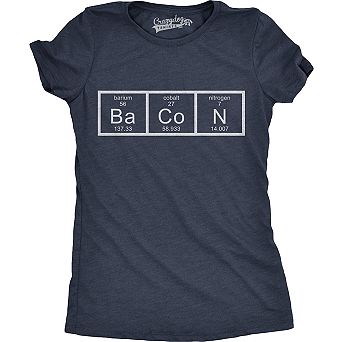 Womens Chemistry of Bacon T Shirt Funny Periodic Table Tee for Ladies