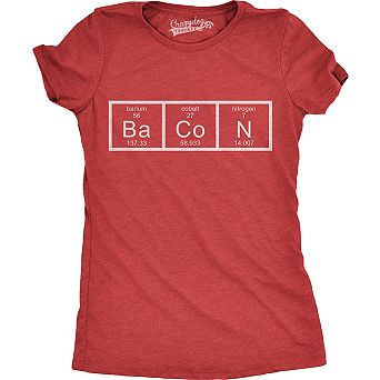 Womens Chemistry of Bacon T Shirt Funny Periodic Table Tee for Ladies