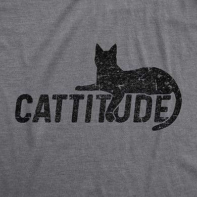 Womens Catitude T Shirt Funny Pet Cat Attitude Tee