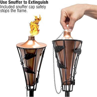 Sorbus 4 Pack Outdoor Metal Patio Torches - Includes Fiberglass Wick and Snuffer Cap