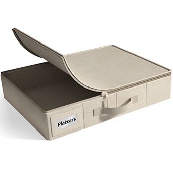Sorbus Dinnerware Storage Case- Hard Shell, Handles & Felt Dividers - Organize & Safeguard