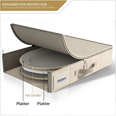 Sorbus Dinnerware Storage Case- Hard Shell, Handles & Felt Dividers - Organize & Safeguard