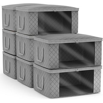 Sorbus 8 Pack Medium Foldable Storage Bags with Clear Window, Zipper Lid and Carry Handles
