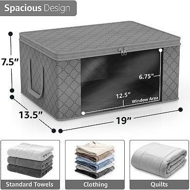 Sorbus 8 Pack Medium Foldable Storage Bags with Clear Window, Zipper Lid and Carry Handles