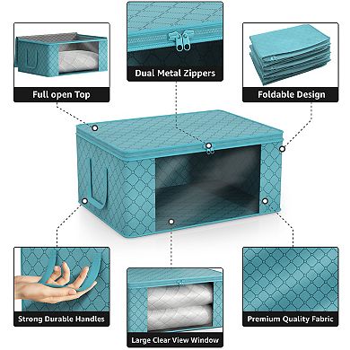 Sorbus 8 Pack Medium Foldable Storage Bags with Clear Window, Zipper Lid and Carry Handles