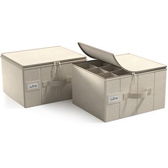 Sorbus 2 Pack Stemware Storage Case - with Hard Shell, Dividers and Handle - Holds 12