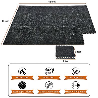 Sorbus 18 Interlocking Gym Floor Mat - 1/2" Thick Rubber Top High-Density EVA Foam (72 Sq Ft)