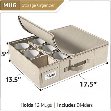 Sorbus Hard Shell Coffee Mug Storage Case - Stylish & Protective Storage for 12 Mugs/Glassware,