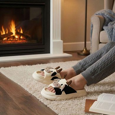 CTM Women's Cow Slide Slippers