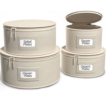 Sorbus 4 pc Stackable Plate Carrier Set for Dinnerware with Felt Plate Protector