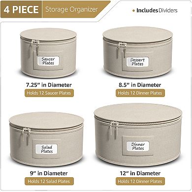 Sorbus 4-Piece Stackable Plate Carrier Set for Dinnerware with Felt Plate Protector