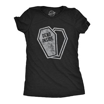 Womens Dead Inside T Shirt Funny Halloween Costume Party Coffin Graphic Novelty Tee