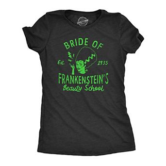 Womens Bride Of Frankensteins Beauty School T Shirt Funny Spooky Halloween Party Tee for Ladies