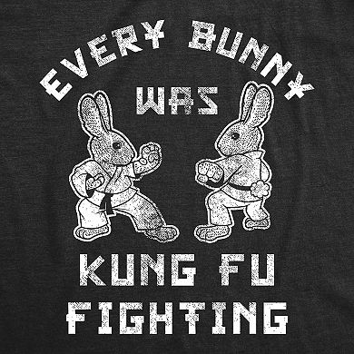 Womens Every Bunny Was Kung Fu Fighting T Shirt Funny Graphic Tee Cool Easter Gift Fun