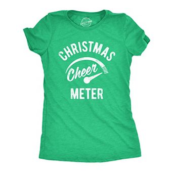 Womens Christmas Cheer Meter T Shirt Funny Holiday Xmas Party Graphic Tee