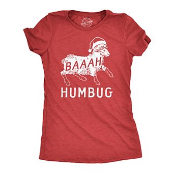 Womens Baaah Humbug T Shirt Funny Xmas Party Scrooge Sheep Tee for Ladies