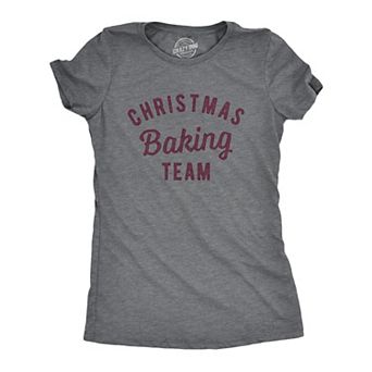 Womens Christmas Baking Team T Shirt Funny Xmas Party Family Novelty Graphic Tee for Ladies