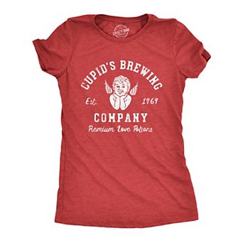 Womens Cupids Brewing Company T Shirt Funny Valentines Day Love Potions Tee for Ladies