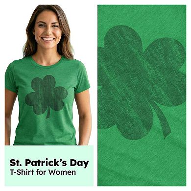 Womens Distressed Clover T Shirt Cool St Patricks Day Vintage Shamrock Awesome Graphic Tee