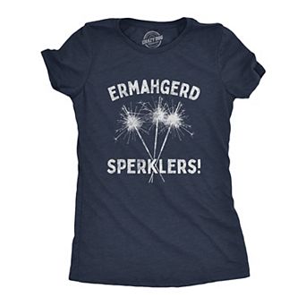 Womens Ermahgerd Sperklers T Shirt Funny 4th of July Fireworks Sparklers Graphic Novelty Tee