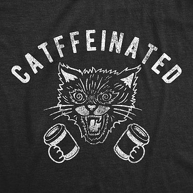 Womens Catffeinated T Shirt Funny Cat Caffeine Coffee Lover Graphic Novelty Tee