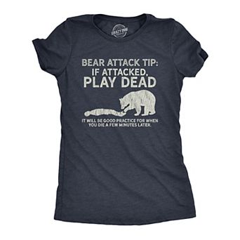 Womens Bear Attack Tip T Shirt Funny Camping Hiking Outdoor Adventure Sarcastic Tee