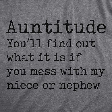 Womens Auntitude T Shirt Funny Best Aunt Attitude Definition Tee for Ladies