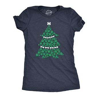 Womens Dog Paw Christmas Tree T shirt Cute Xmas Gift Holiday Puppy Lover Tee