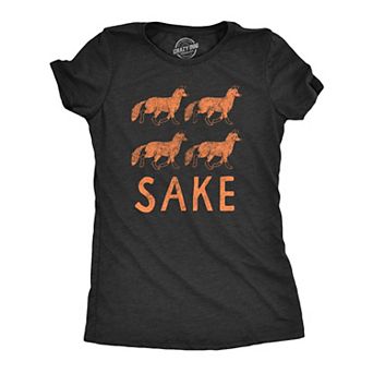 Womens Four Fox Sake T Shirt Funny Sarcastic Play On Words Text Graphic Novelty Tee for Ladies