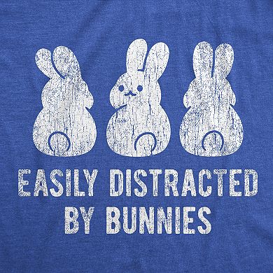 Womens Easily Distracted By Bunnies T shirt Funny Easter Party Gift for Basket