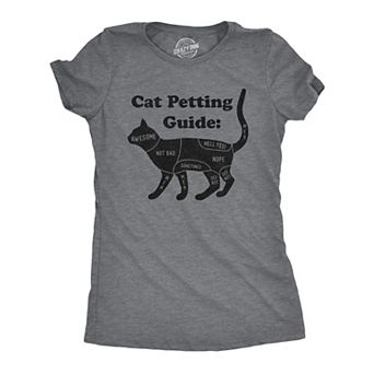 Womens Cat Petting Guide T Shirt Funny Pet Kitty Lover Crazy Cat Lady Novelty Tee