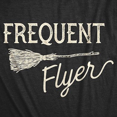 Womens Frequent Flyer T Shirt Funny Halloween Witch Broomstick Novelty Tee