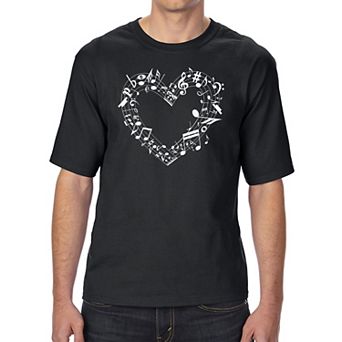 Sheet Music Heart - Men's Tall and Long Word Art T-Shirt