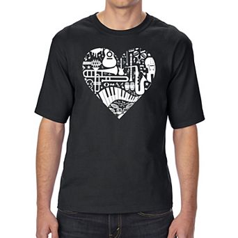 Musical Instrument Heart - Men's Tall and Long Word Art T-Shirt