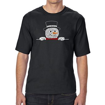 Peeking Snowman - Men's Tall and Long Word Art T-Shirt