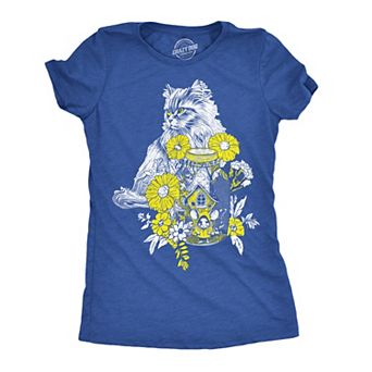 Womens Cat and Mouse Funny T Shirt Kitten Graphic Tee for Ladies