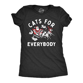 Womens Funny T Shirts Cats for Everybody Sarcastic Christmas Kitten Graphic Tee for Ladies