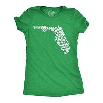 Womens Florida State Clovers T Shirt Funny St Pattys Day Parade Shamrocks Lovers Tee for Ladies