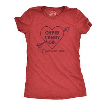 Womens Cupid Candy Co T Shirt Funny Valentines Day T shirts for Women