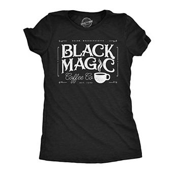Womens Funny T Shirts Black Magic Coffee Co Sarcastic Halloween Graphic Novelty Tee for Ladies