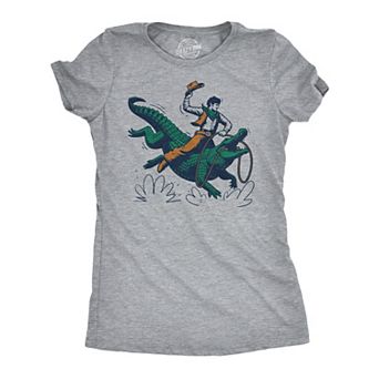 Womens Cowboy Gator Ride Funny T Shirts Sarcastic Graphic Tee for Ladies