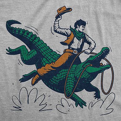 Womens Cowboy Gator Ride Funny T Shirts Sarcastic Graphic Tee for Ladies