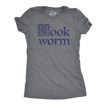 Womens Book Worm T Shirt Funny Literature Reading Lovers Tee for Ladies
