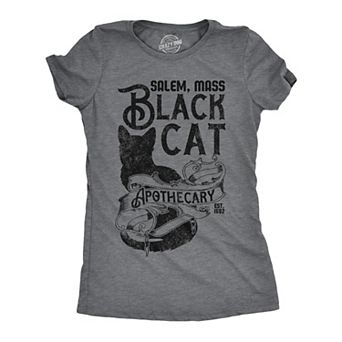 Womens Funny T Shirts Black Cat Apothecary Sarcastic Halloween Kitten Graphic Tee for Ladies