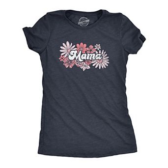 Womens Floral Mama T Shirt Funny Cute Vintage Mothers Day Flower Gift Tee for Ladies