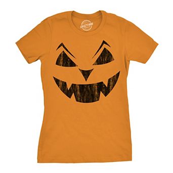 Womens Eyebrows Earl Pumpkin T Shirt Funny Halloween Jack O Lantern Evil Smile Tee for Ladies