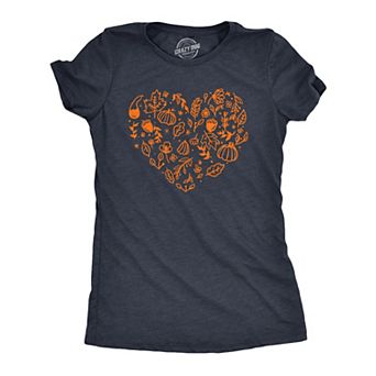 Womens Fall Season Heart T Shirt Funny Awesome Thanksgiving Autumn Lovers Tee for Ladies