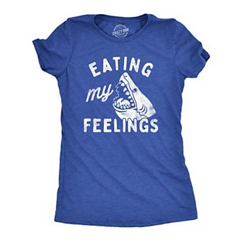 Womens Eating My Feelings T Shirt Funny Shark Bite Joke Tee for Ladies