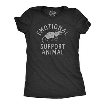 Womens Emotional Support Animal T Shirt Funny Mean Possum Joke Tee for Ladies