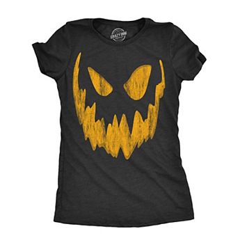 Womens Big Mouth Bob Pumpkin T Shirt Funny Halloween Jack O Lantern Spooky Smile Tee for Ladies